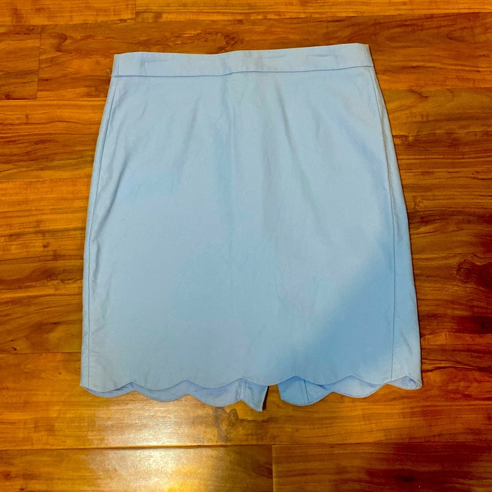 J by J Crew light blue pencil skirt with scalloped bottom